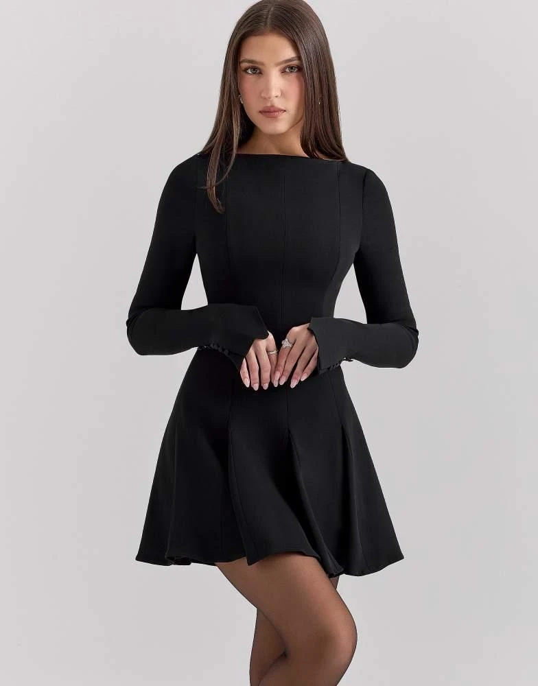 House of CB House of CB Francesca stretch crepe godet mini dress in black -  Dresses & Skirts - Free Shipping - BeyondStyle