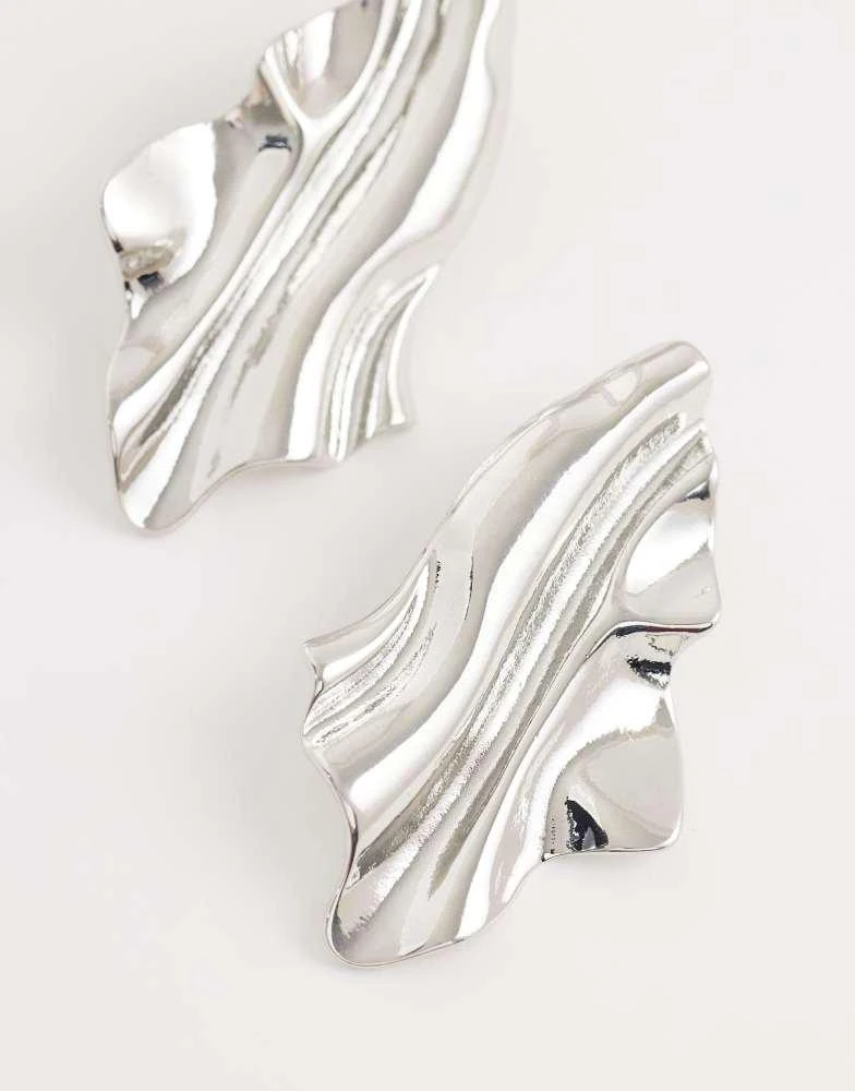 ASOS ASOS DESIGN earrings in natural shape in silver tone 3