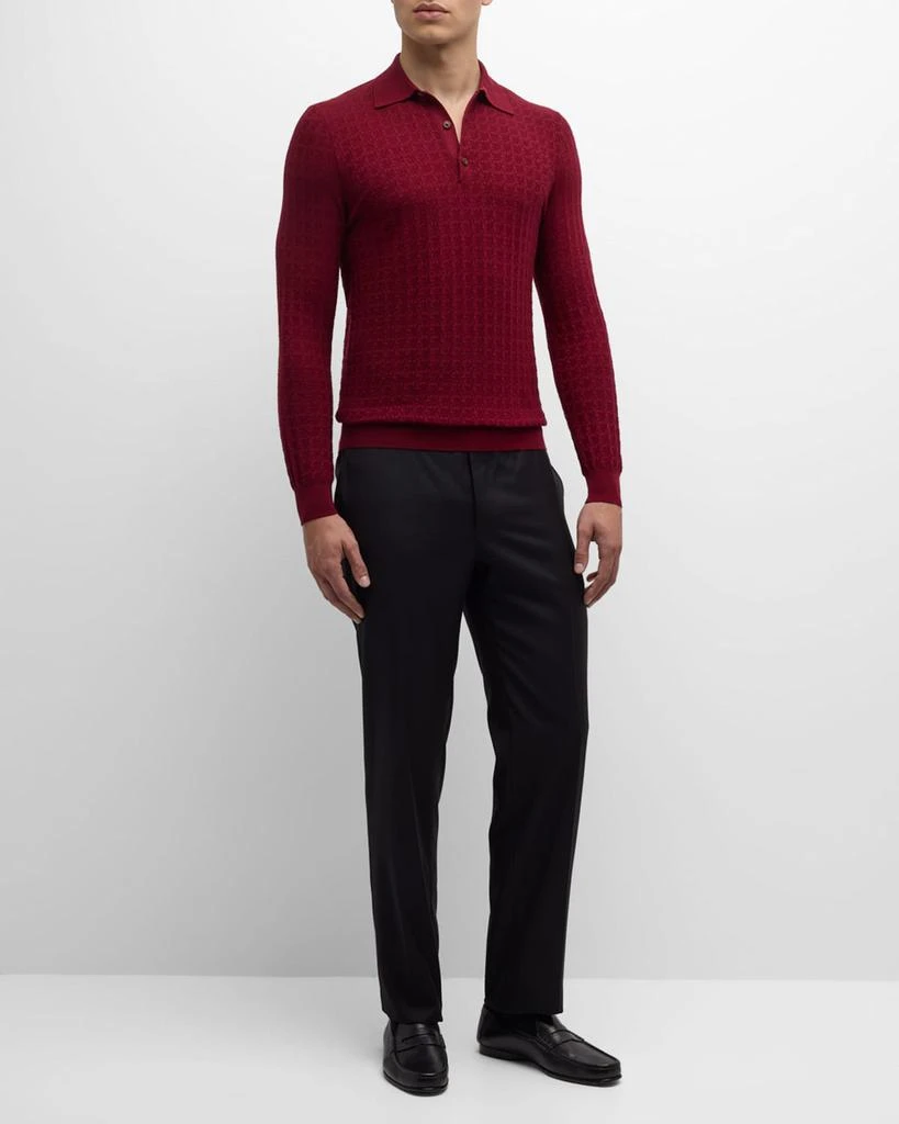 Canali Men's Solid Textured Polo Shirt 3