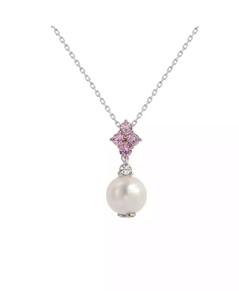 Suzy Levian New York Suzy Levian Sterling Freshwater Pearl 
Sapphire Cluster Drop Pendant