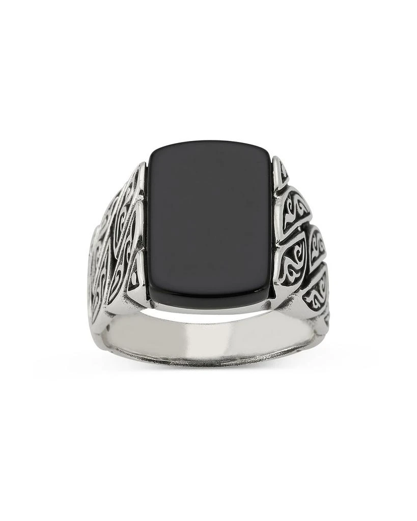 Milanesi And Co Men
s Sterling Silver Onyx Squared Filigree Signet Ring 2