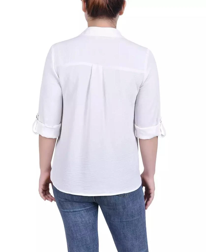 NY Collection Petite Roll Tab Blouse 2