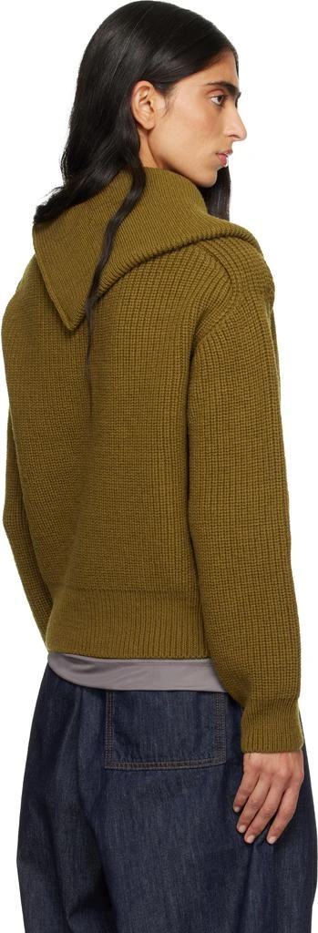 Dries Van Noten Khaki Zipped Wool Turtleneck 3