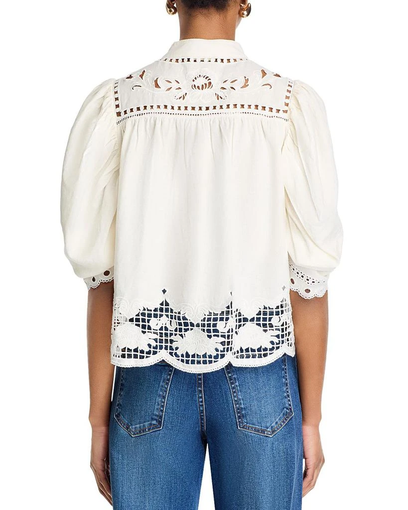Farm Rio Romantic Richelieu Puffed Sleeve Blouse 3