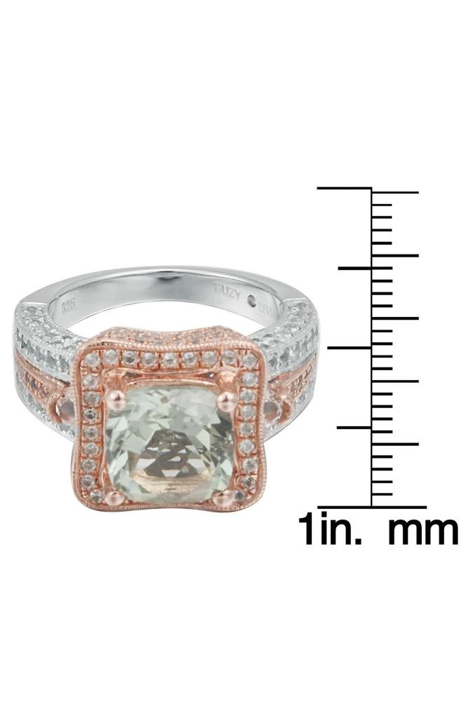 Suzy Levian Green & White Topaz Two-Tone Ring 6
