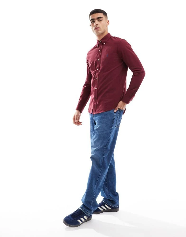 Shop Polo Ralph Lauren icon logo pique shirt in burgundy marl on