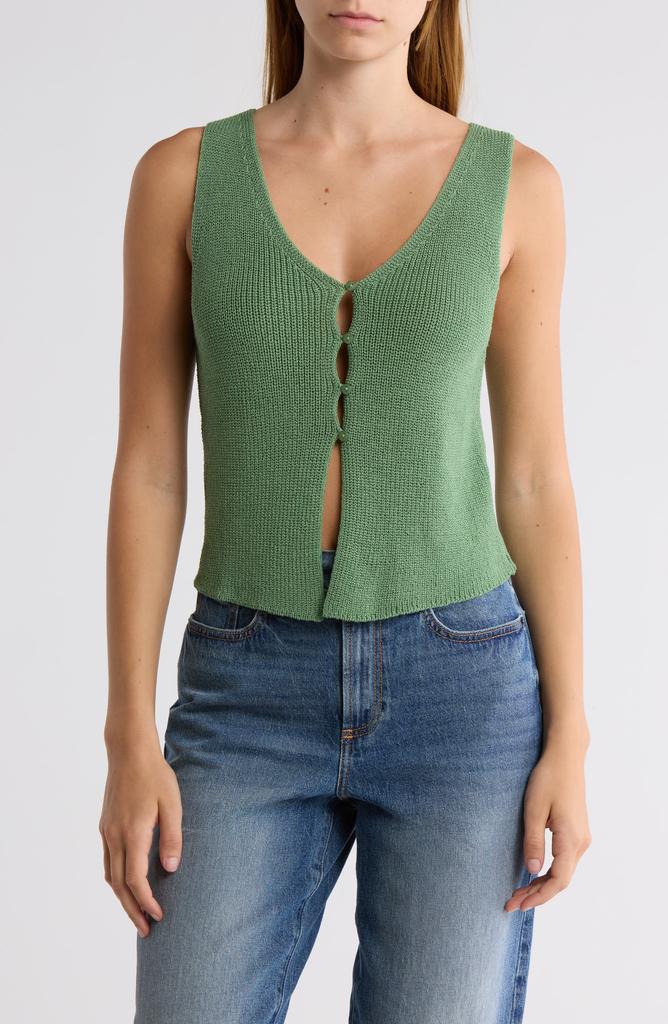 Cotton Emporium V-Neck Button Front Sweater Vest