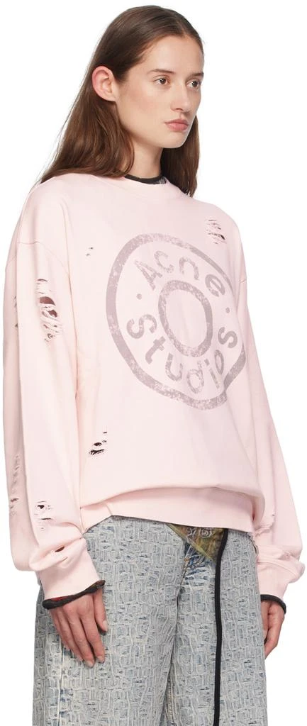 Acne Studios Pink Distressed Printed-Logo Sweatshirt 2