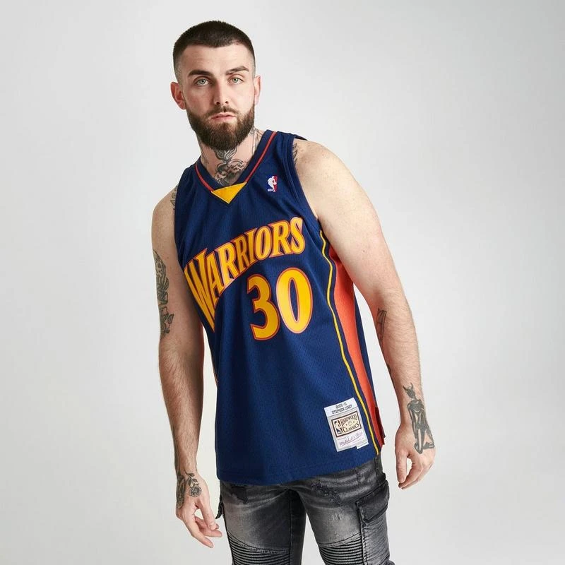 Mitchell & Ness Men's Mitchell & Ness Golden State Warriors NBA Stephen Curry 2009-10 Away Swingman Basketball Jersey 4