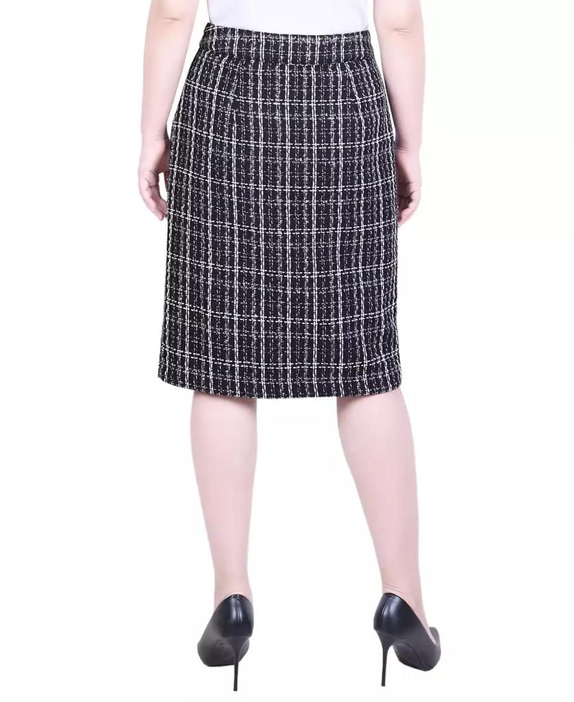 NY Collection Petite Slim Tweed Double Knit Knee Length Skirt