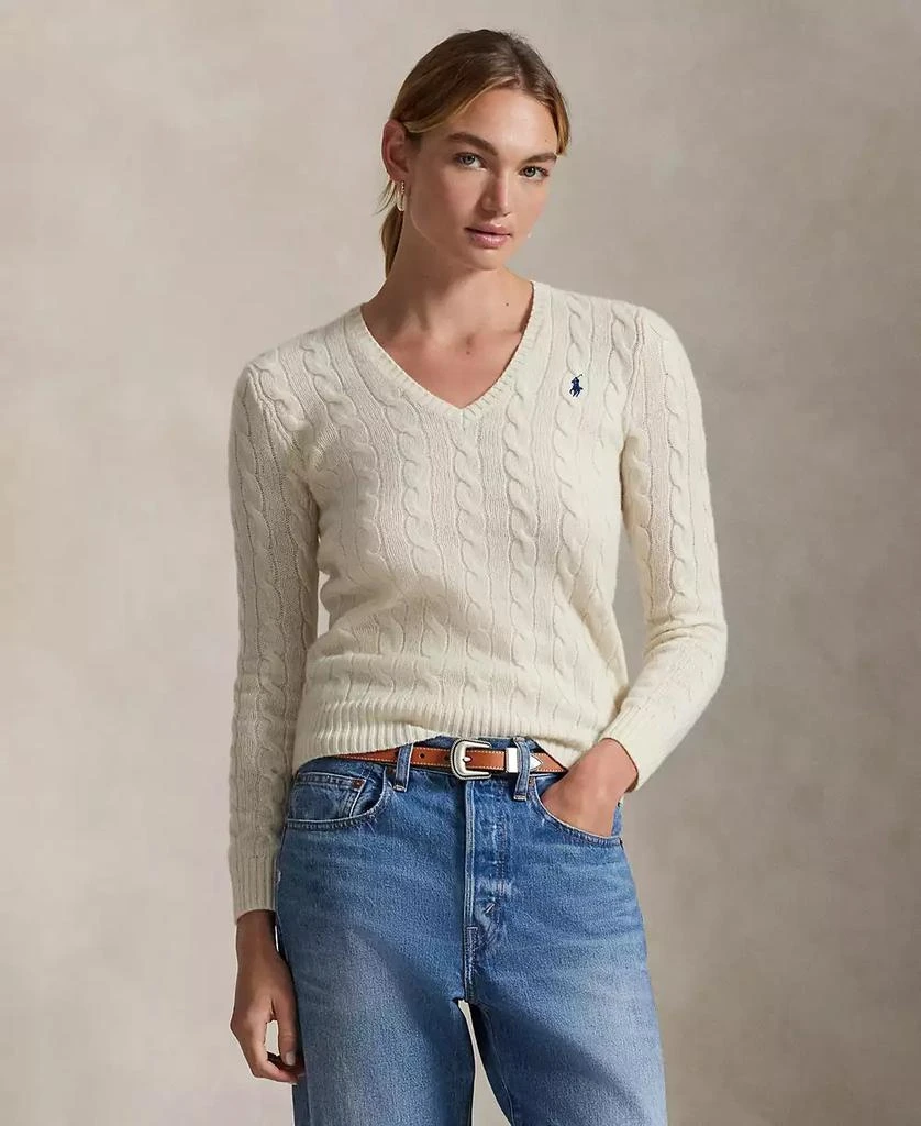 Ralph Lauren Women
s Cable Wool-Cashmere V-neck Sweater