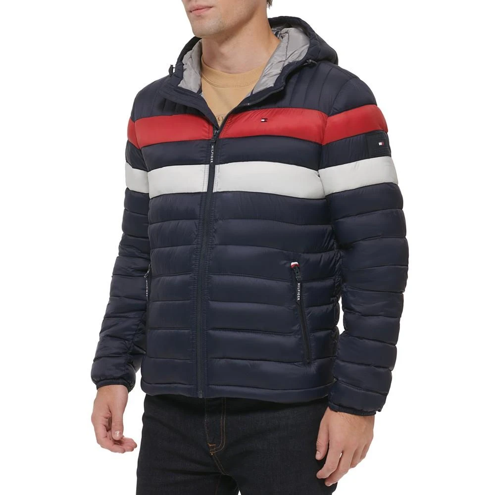 Tommy Hilfiger Men's Quilted Color Blocked Hooded Puffer Jacket 3