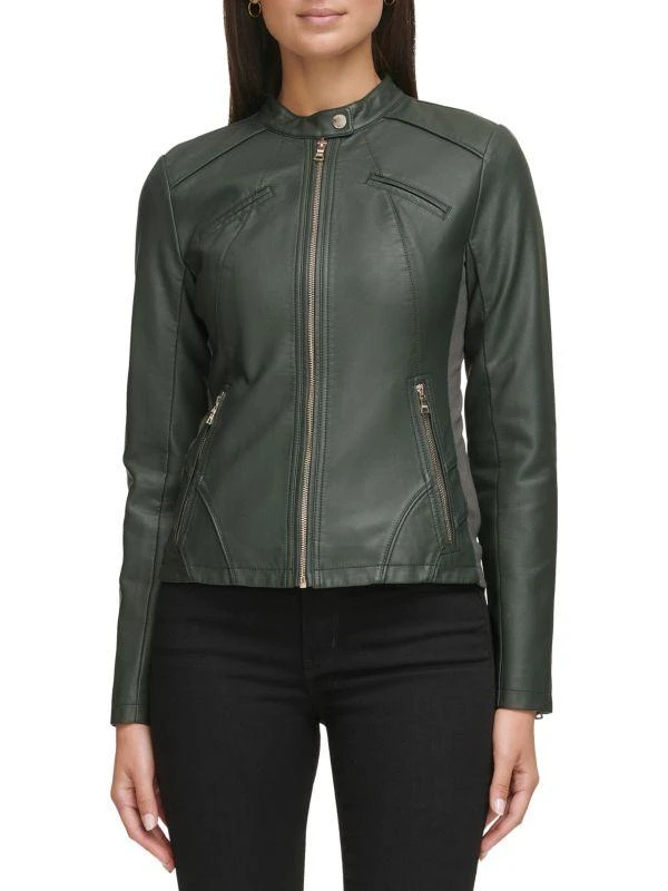 GUESS Band Collar Faux Leather Jacket 1