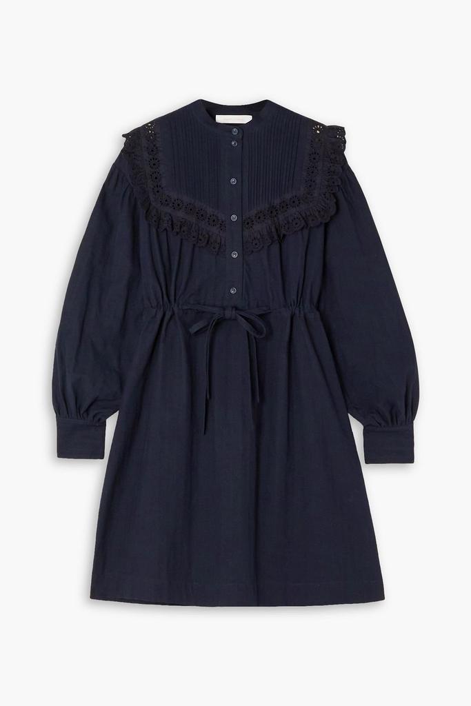 See by Chloé Broderie anglaise-trimmed cotton-jacquard mini dress