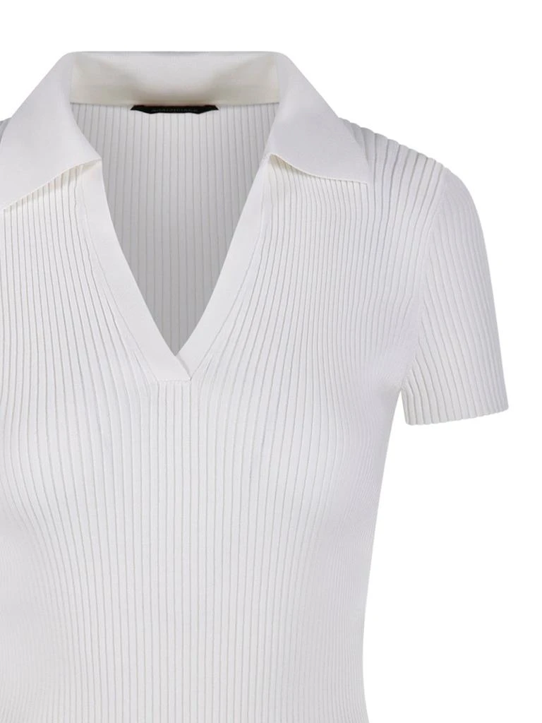 Balenciaga Balenciaga V-Neck Ribbed Polo Top 4