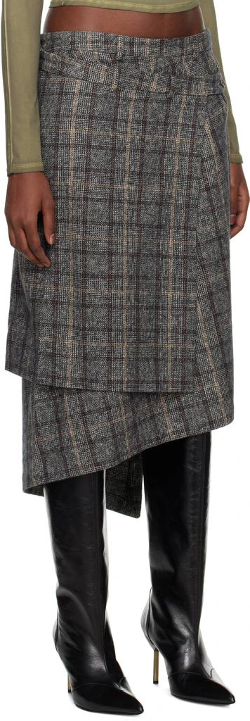 R13 Gray Wrap Midi Skirt 2