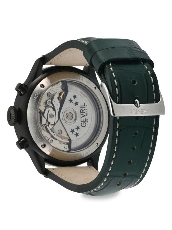 Gevril Vaughn 44MM Stainless Steel 
Leather Strap Automatic Watch 3
