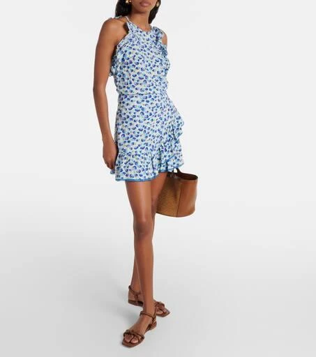 Poupette St Barth Mabelle printed shirred miniskirt 2