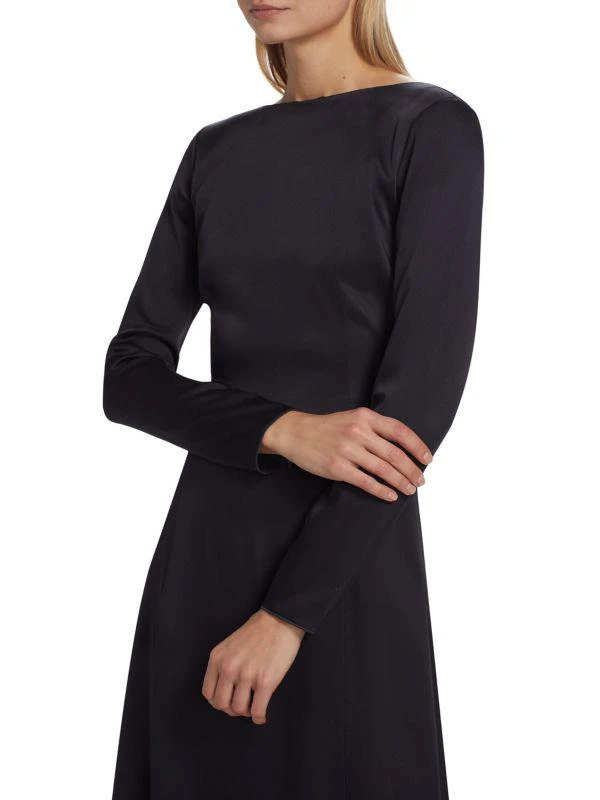 Piazza Sempione Long-Sleeve Satin Midi Dress 4