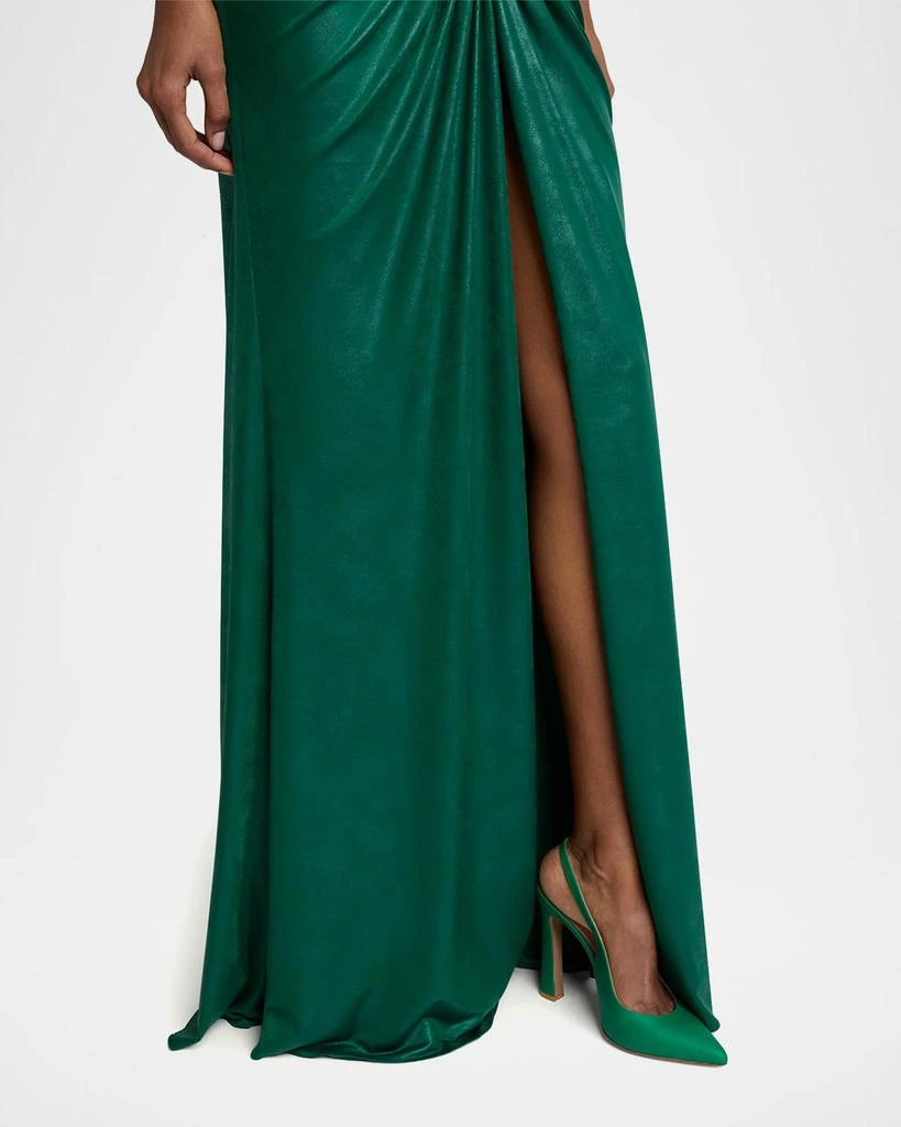 Elie Saab Strapless Ruched Coated Jersey Gown 5