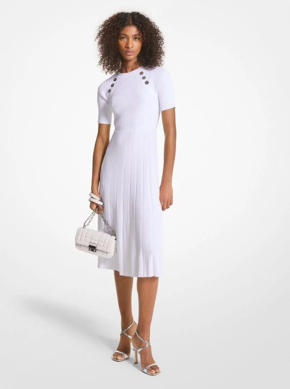 Michael Kors Ribbed Stretch Knit Button Midi Dress 1