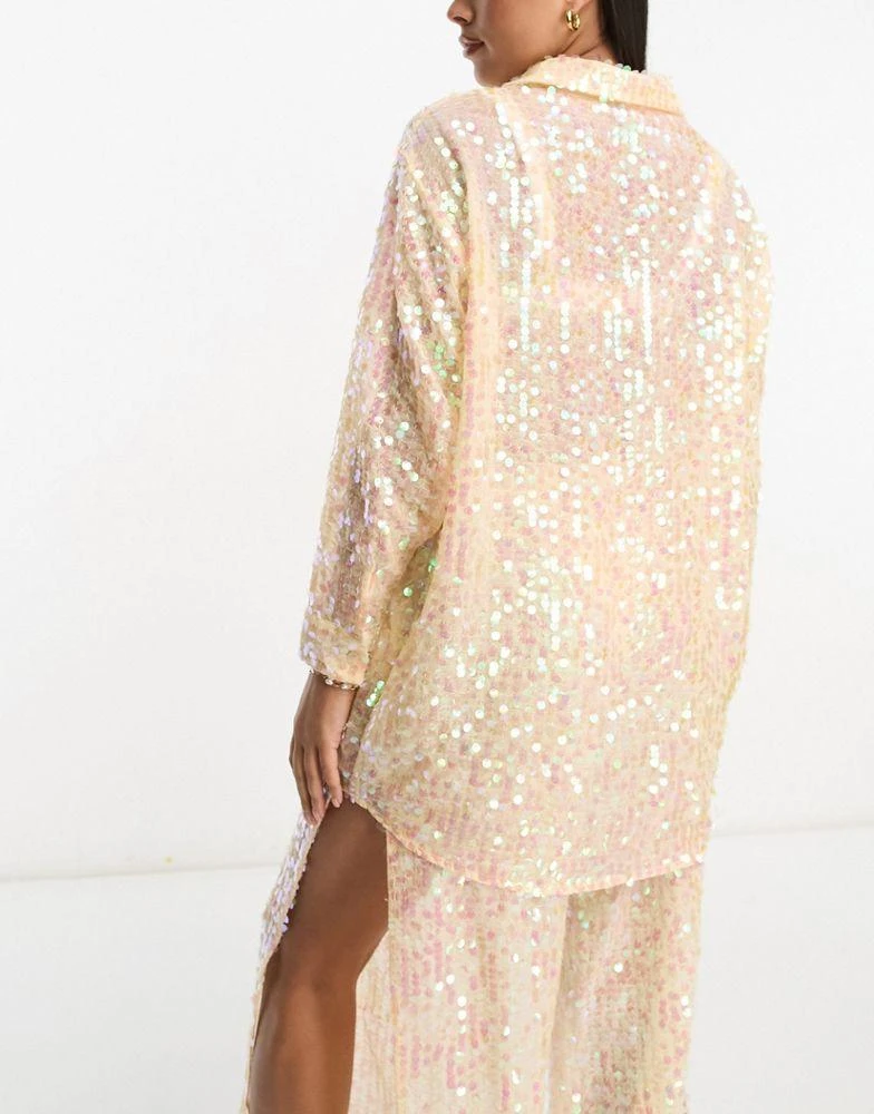 Miss Selfridge Miss Selfridge festival sequin sheer oversized shirt co-ord 4