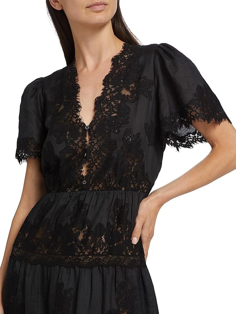 DÔEN Graciela Lace Trim Short-Sleeve Midi-dress 6