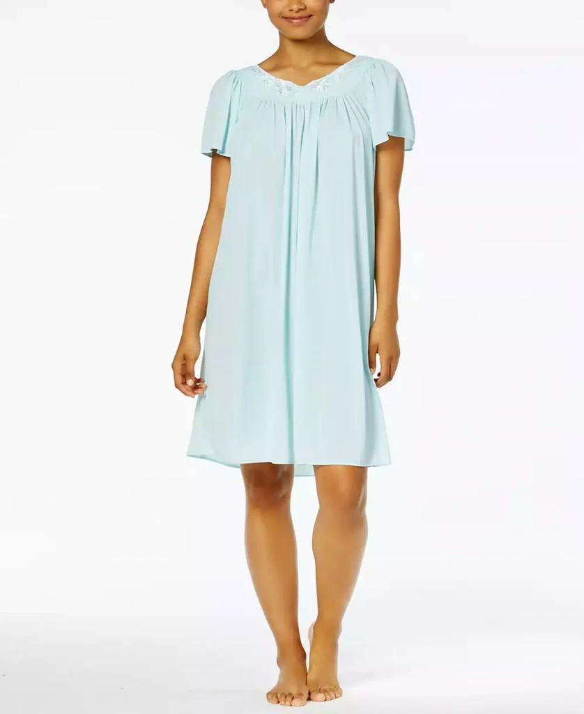 Miss Elaine Women's Short-Sleeve Embroidered Nightgown 1