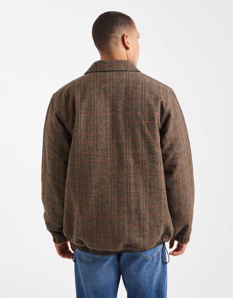 Shop Levi's wells utility insulated check jacket in brown on Sale