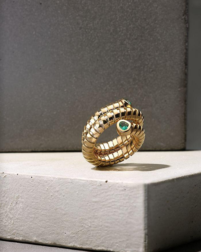 MARINA 18K Yellow Gold Trisola Emerald Coil Ring