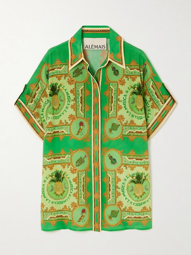ALÉMAIS La Musica 印花真丝双绉衬衫