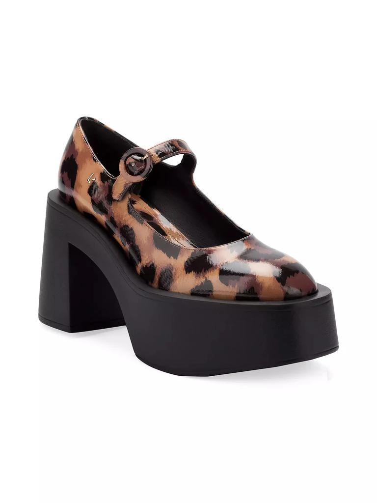 Larroudé Olivia Leopard-Print Patent Leather Mary Jane Pumps 2