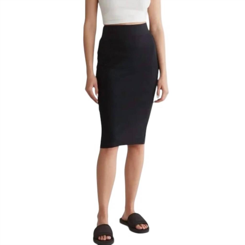 James Perse Rib Midi Pencil Skirt In Black