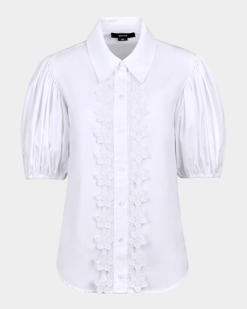 Smythe Embroidered Puff-Sleeve Poplin Shirt 1