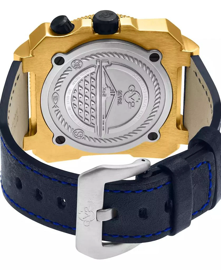 Gevril Men's XO Submarine Swiss Automatic Navy Leather Watch 3