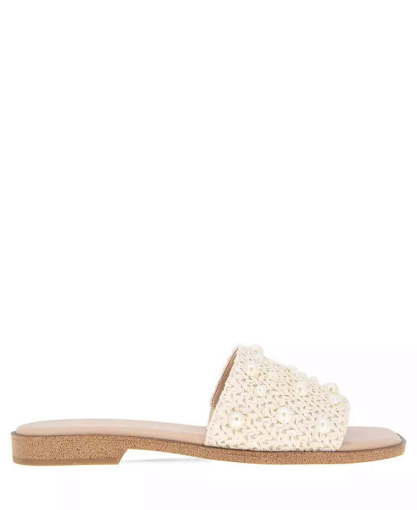 BCBG Women's Lonnie Pearl Raffia Slide Flat Sandals 2