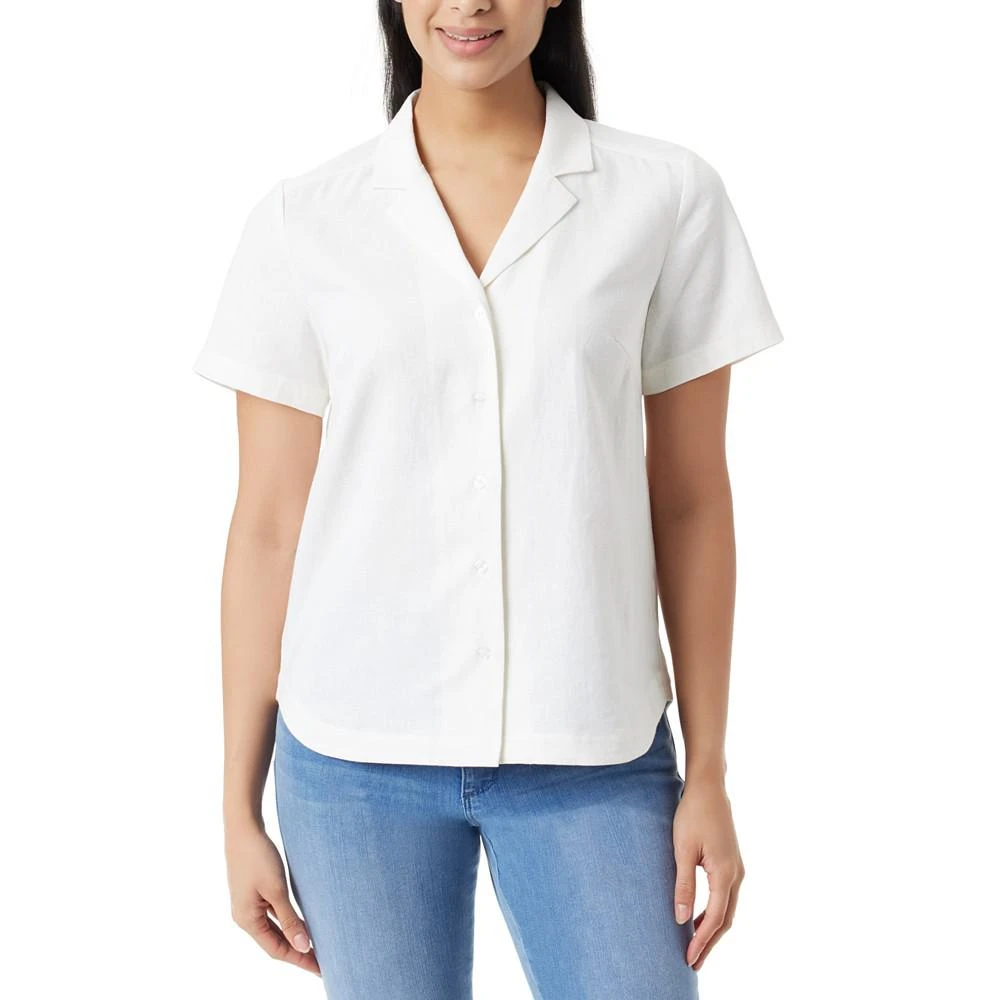 Gloria Vanderbilt Women's Linen-Blend Button-Up Camp Shirt 1