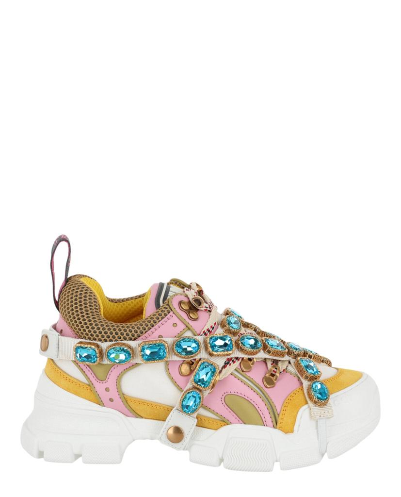 Gucci Womens Journey Flashtrek Jewel Crystal White Hiker Low