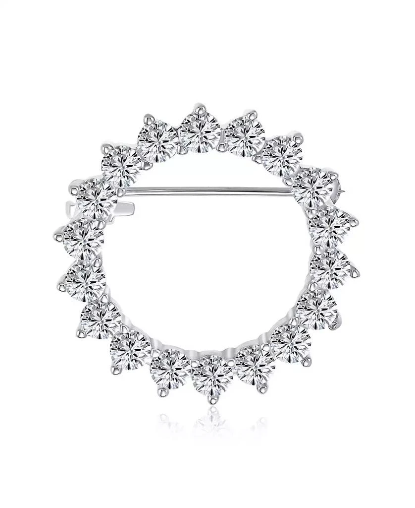 Bling Jewelry Classic Eternity Baguette Cut Cubic Zirconia CZ Clear Purple Scarf Round Circle Brooch Pin Gold or Silver Plated Brass