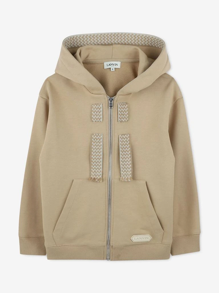 Lanvin Boys Logo Zip Up Top in Beige 1