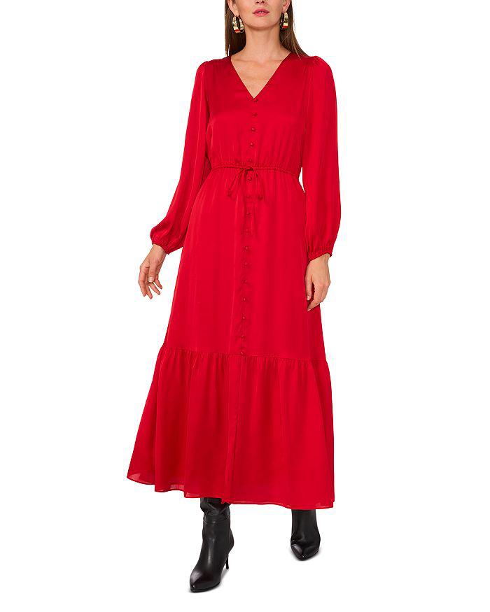 1. State Elastic Waist Button Maxi Dress