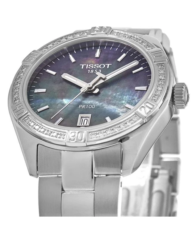 Tissot Tissot PR 100 Lady Mother of Pearl Dial Diamond Bezel Steel Women's Watch T101.910.61.121.00 2