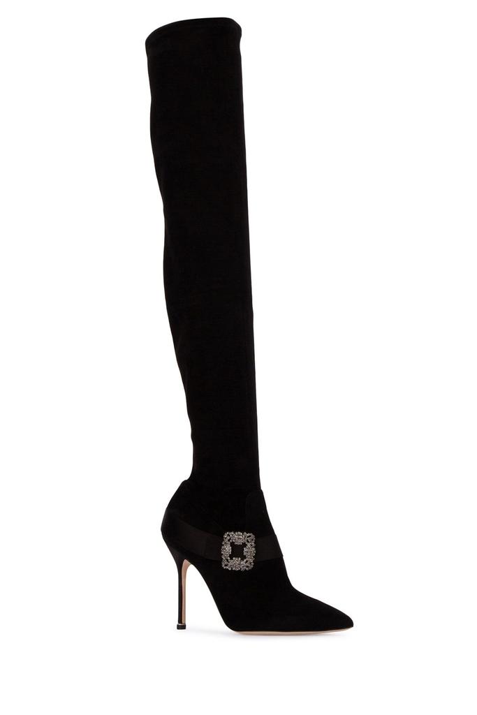 サンダル・ミュール Manolo Blahnik Two-tone leather and mesh Avespamu mules Manolo Blahnik Two-tone Leather And Mesh Avespamu Mules