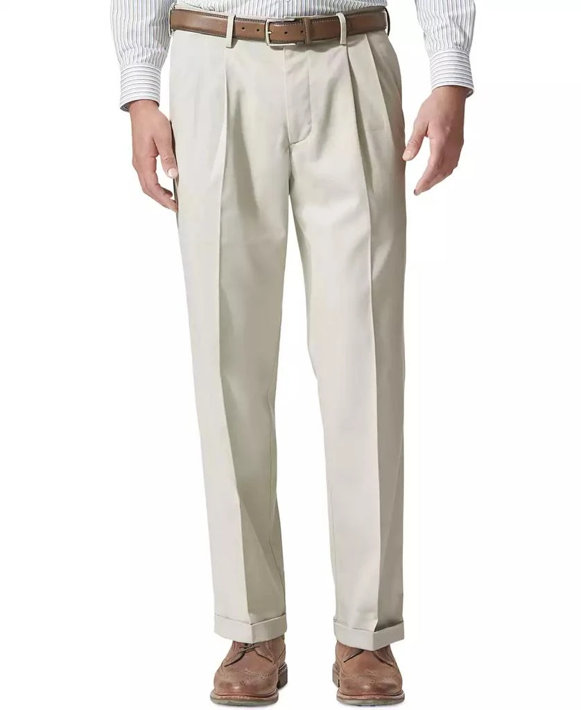 Dockers Men's Comfort Relaxed Pleated Cuffed Fit Khaki Stretch Pants 1