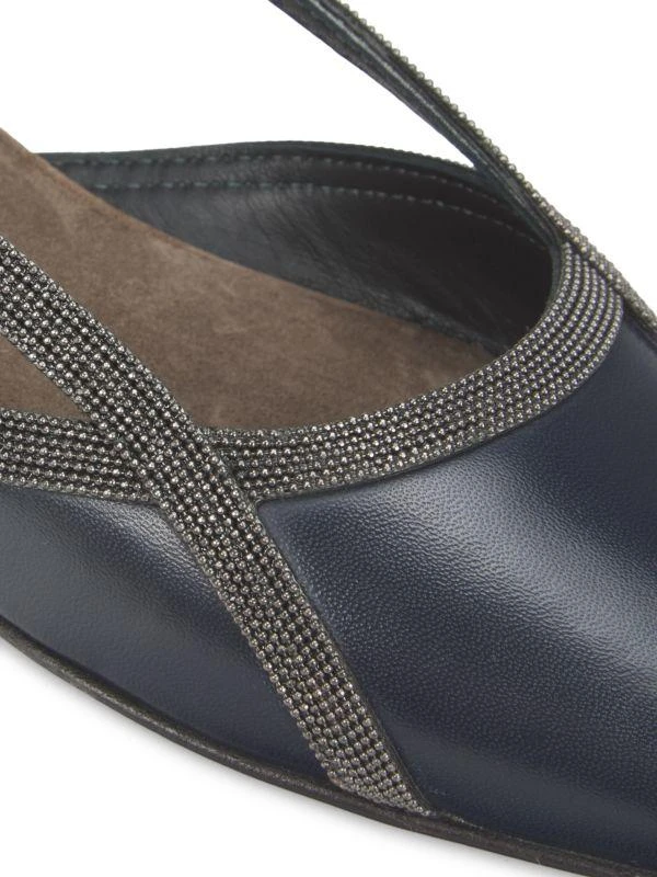 Brunello Cucinelli Beaded Leather Slingback Flats 6