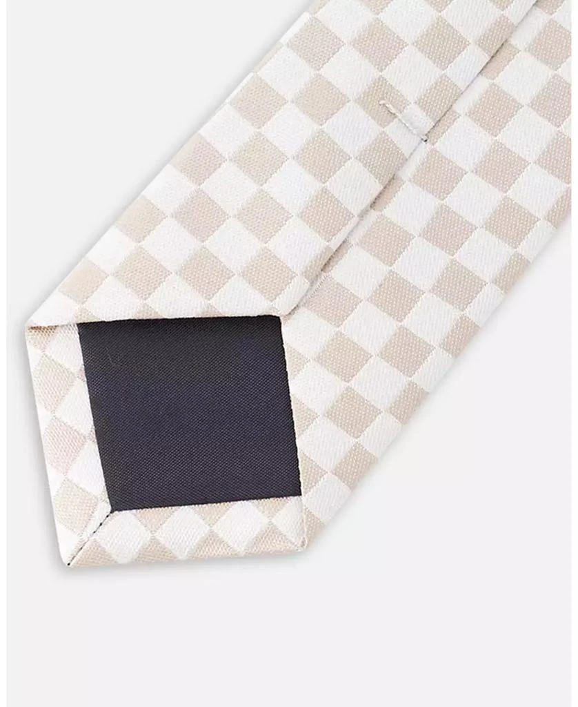 Deux par Deux Boys Neck Tie White and Sand Check -Child 3