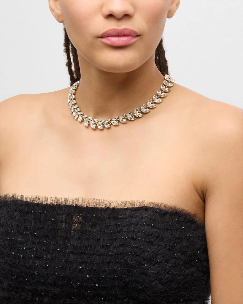 Oscar de la Renta Crystal Leaf Necklace 2