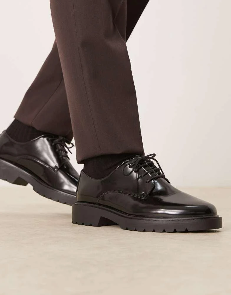 ASOS Design lace up derby shoes in Black leather