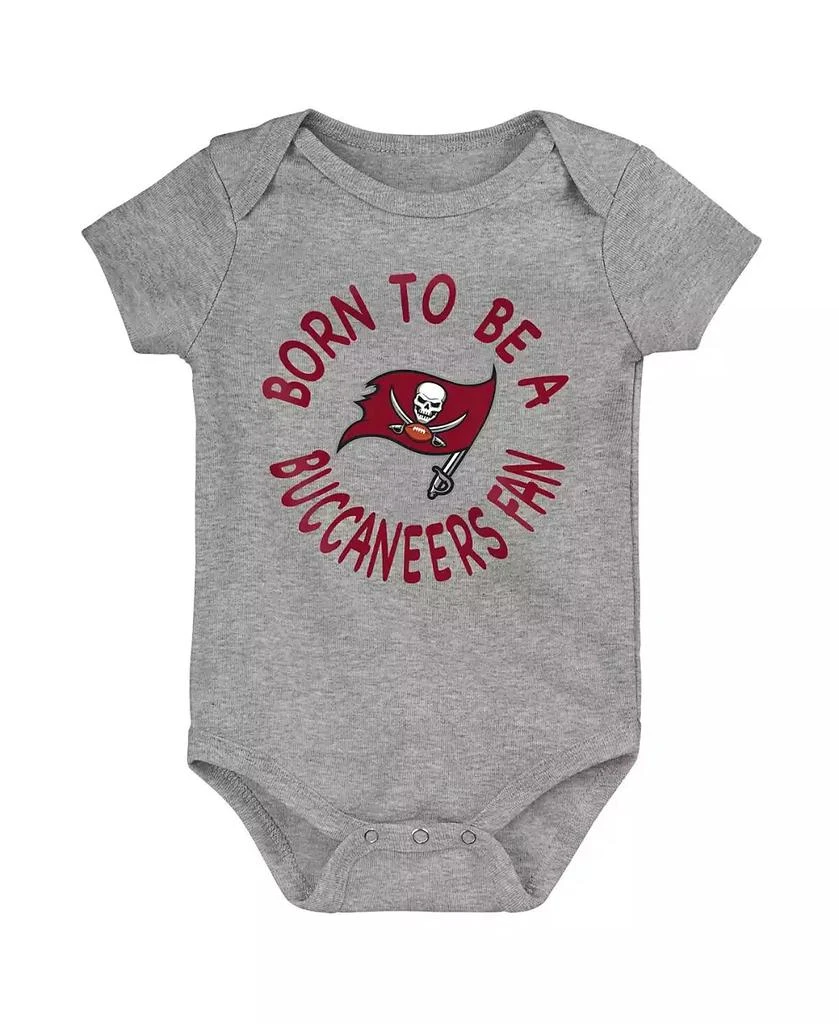 Outerstuff Baby Boys and Girls Red, Pewter, Gray Tampa Bay Buccaneers Born to Be 3-Pack Bodysuit Set 4