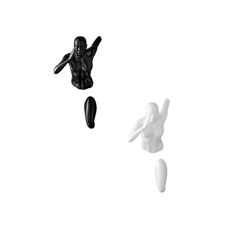 Finesse Decor Set Of Two Wall Runners Women Sculptures Black & White